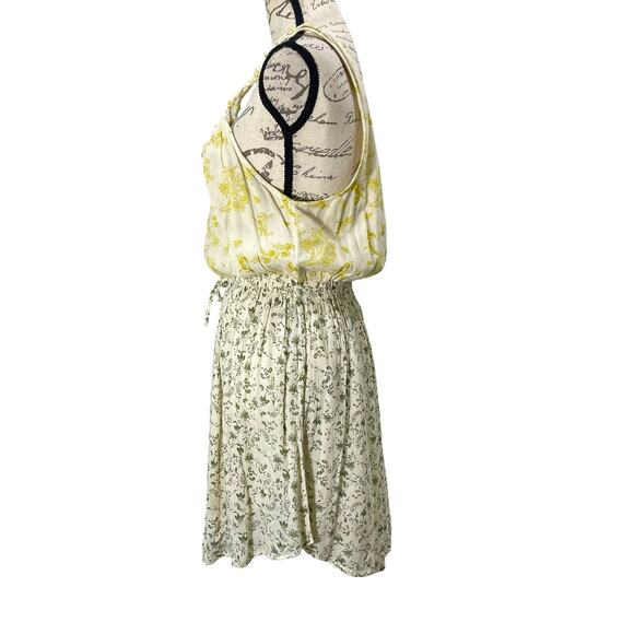 O’Neill Boho Sleeveless Sundress Yellow Green Floral Fit & Flare Mini Dress - Picture 4 of 9